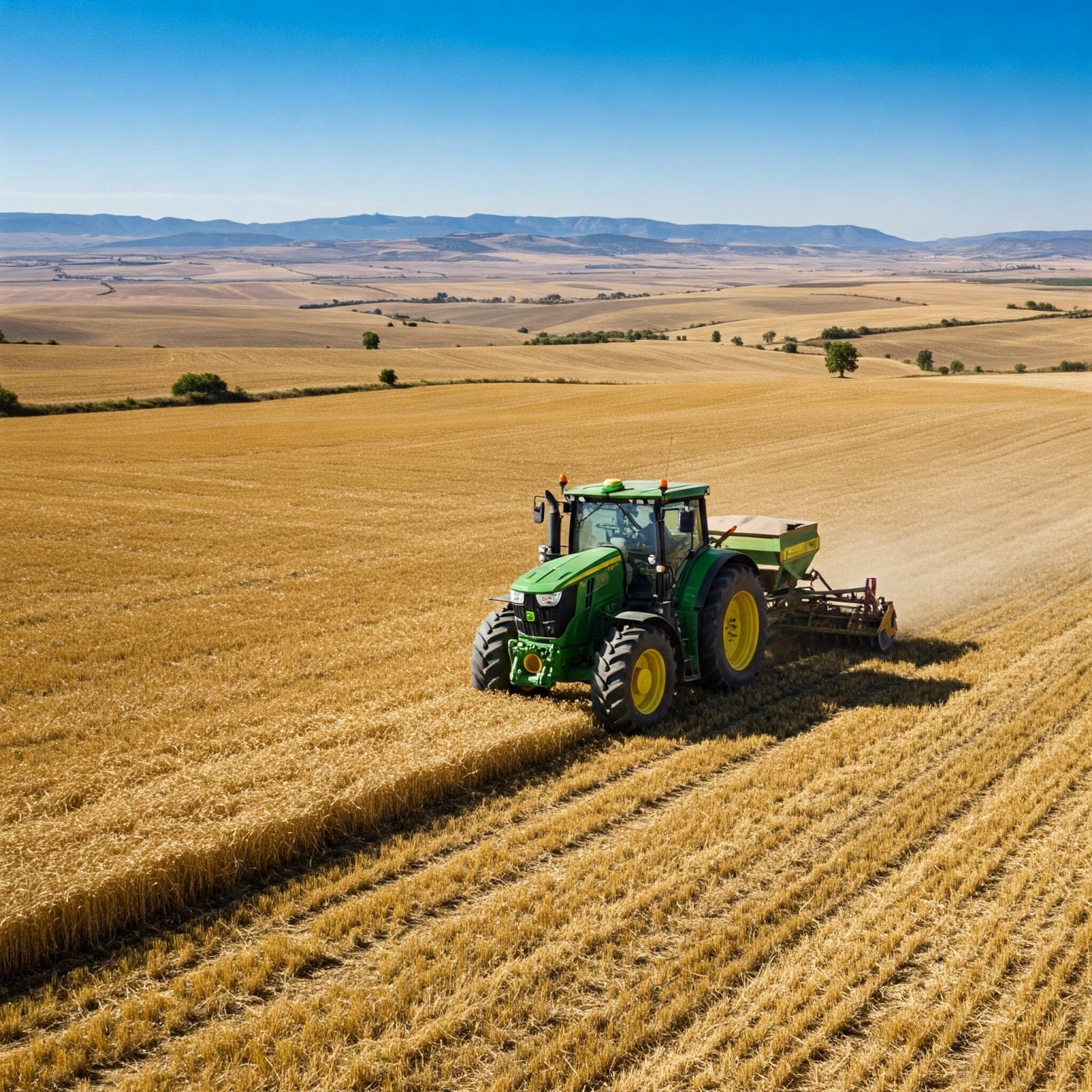 Tractor cosechando en Huesca